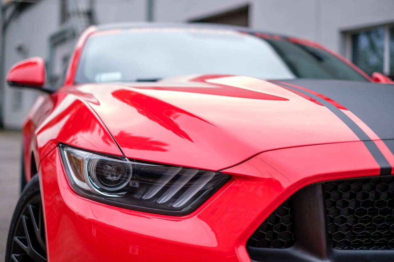 mustang, gt, red